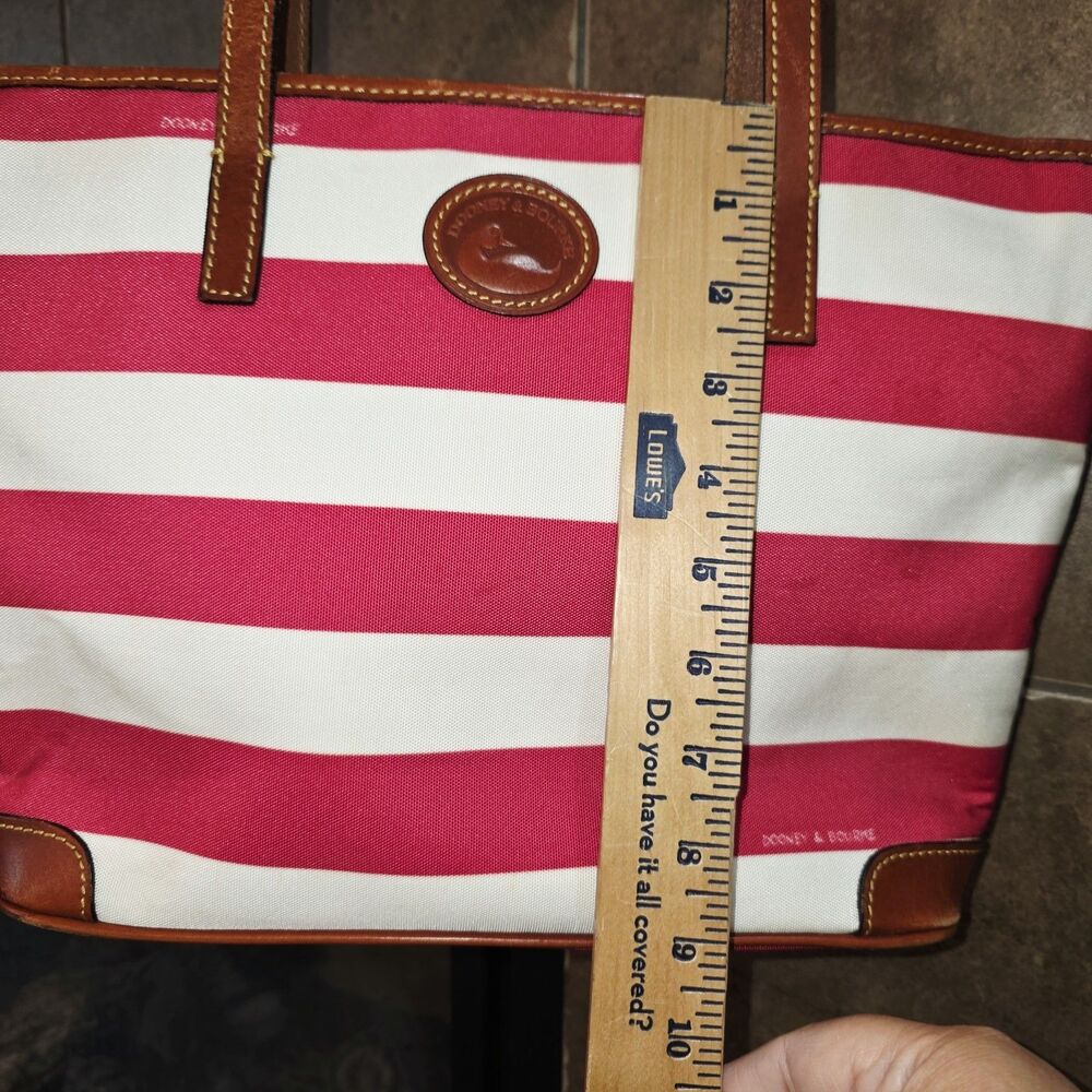 Dooney & Bourke Charleston Pink White Stripes Logo Zipper Top Shoulder Bag Purse - Picture 14 of 16